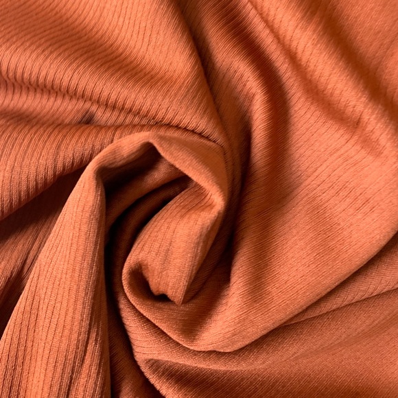 Burnt Orange Long Sleeve Ribbed Dress - Picture 5 of 6